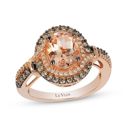 Le Vian Oval-Cut Morganite Ring 1/2 ct tw Diamonds 14K Strawberry Gold