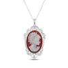 Thumbnail Image 1 of Oval-Cut Red Agate Cameo Necklace Sterling Silver 20"
