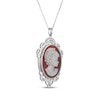 Thumbnail Image 2 of Oval-Cut Red Agate Cameo Necklace Sterling Silver 20"