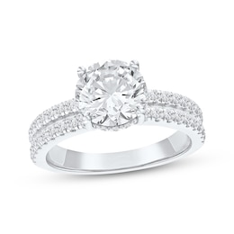 Lab-Grown Diamonds Round-Cut Hidden Halo Engagement Ring 2-1/2 ct tw 14K White Gold