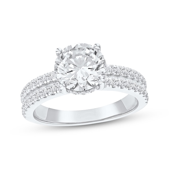 Lab-Grown Diamonds Round-Cut Hidden Halo Engagement Ring 2-1/2 ct tw 14K White Gold