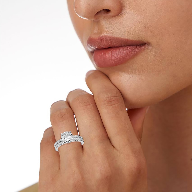 Main Image 5 of Lab-Grown Diamonds Round-Cut Hidden Halo Engagement Ring 2-1/2 ct tw 14K White Gold