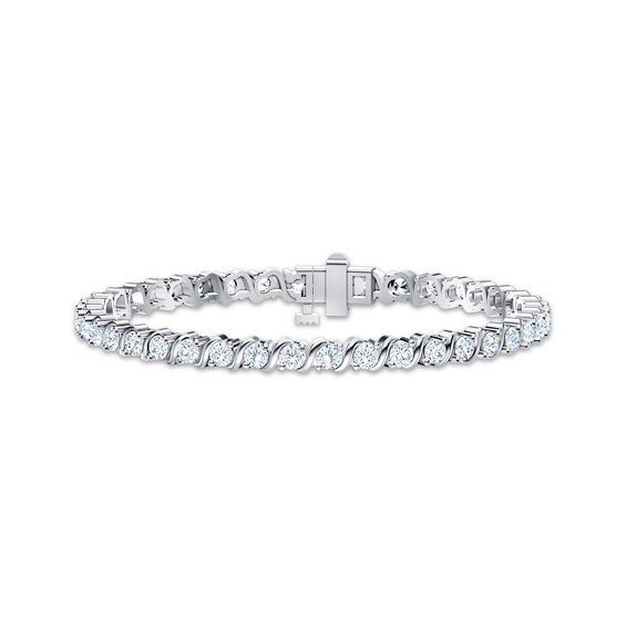 KAY Lab-Grown Diamonds Swirl Link Bracelet 4 ct tw 10K White Gold 7"