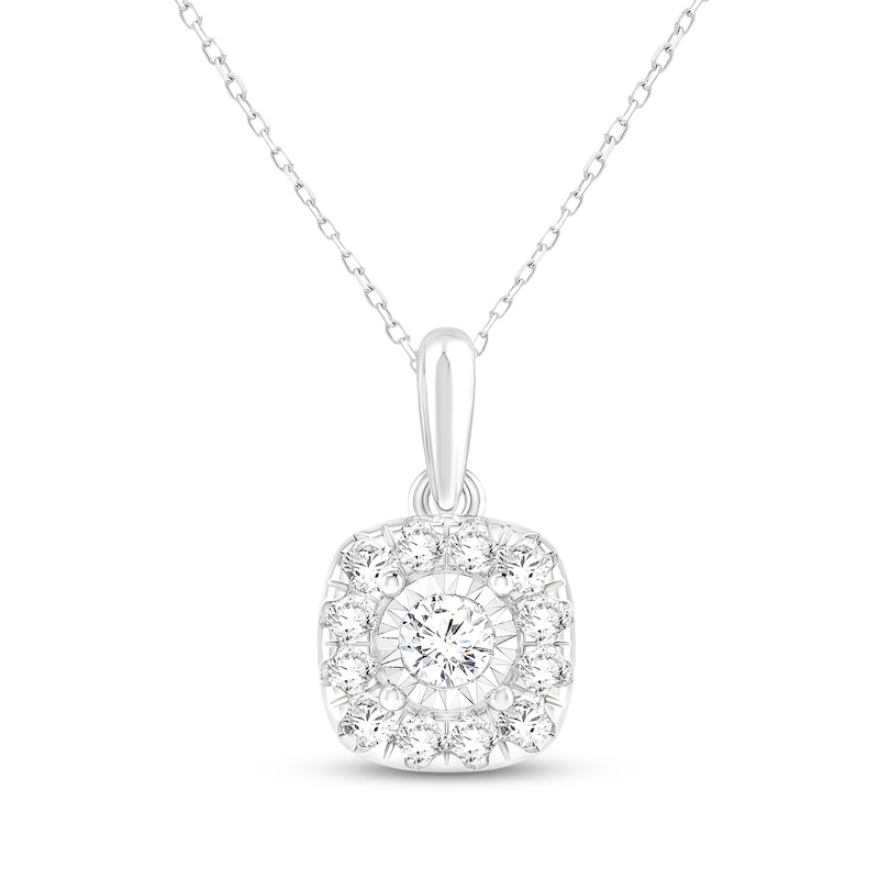 Main Image 2 of KAY Lab-Grown Diamonds Cushion Halo Necklace & Stud Earrings Gift Set 5/8 ct tw Sterling Silver