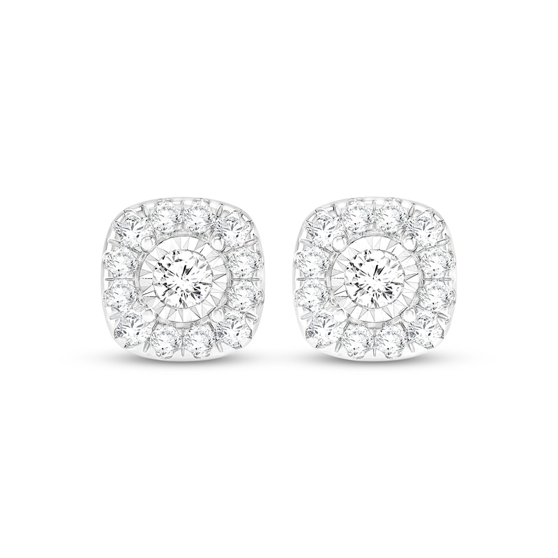 Main Image 3 of KAY Lab-Grown Diamonds Cushion Halo Necklace & Stud Earrings Gift Set 5/8 ct tw Sterling Silver