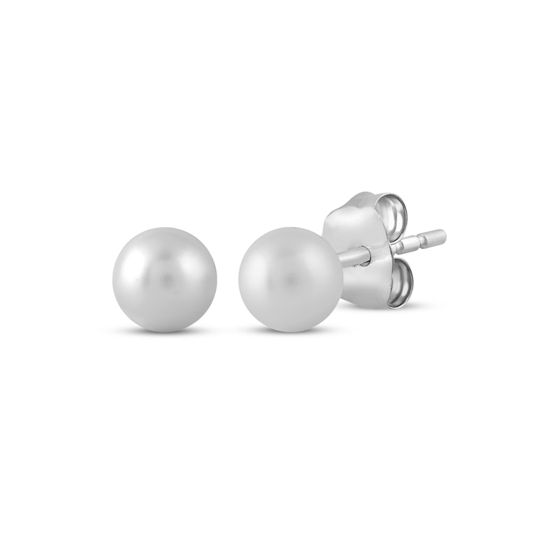 Main Image 5 of White Lab-Created Sapphire J-Hoop Dangle Earrings & Cultured Pearl Stud Earrings Gift Set Sterling Silver