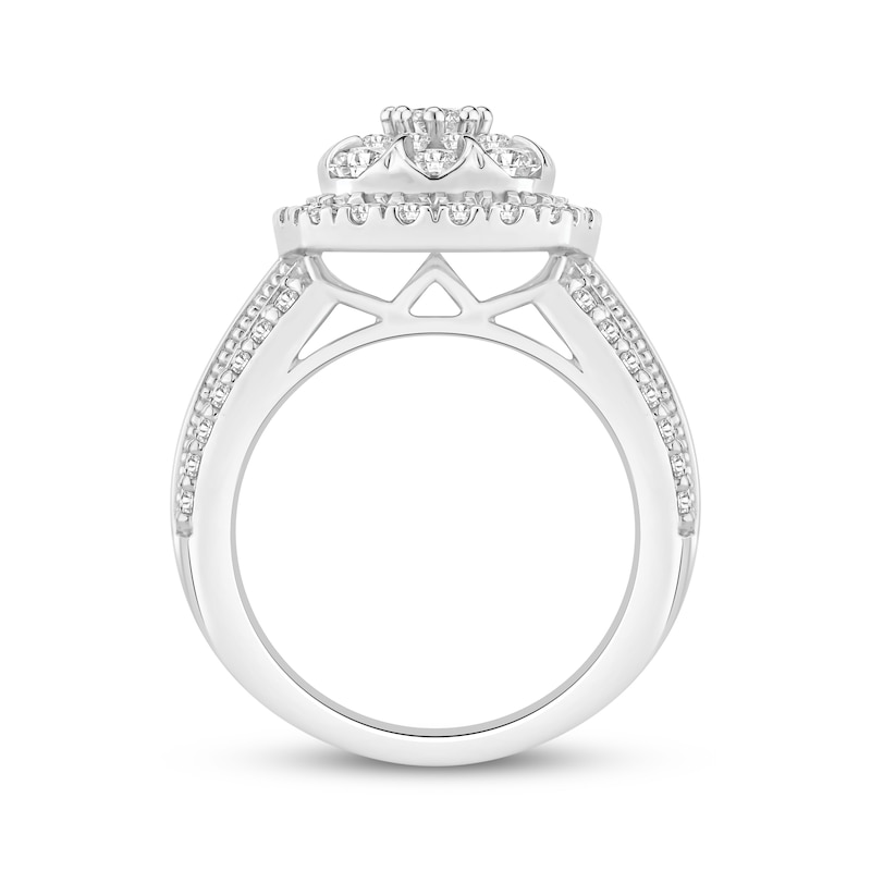 Main Image 3 of Round-Cut Multi-Diamond Cushion Halo Engagement Ring 2 ct tw 10K White Gold