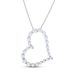 KAY Lab-Grown Diamonds Graduated Tilted Heart Necklace 1 ct tw 10K White Gold 18"