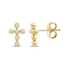 Thumbnail Image 1 of Diamond Bezel-Set Cross Stud Earrings 1/10 ct tw 10K Yellow Gold