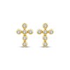 Thumbnail Image 2 of Diamond Bezel-Set Cross Stud Earrings 1/10 ct tw 10K Yellow Gold