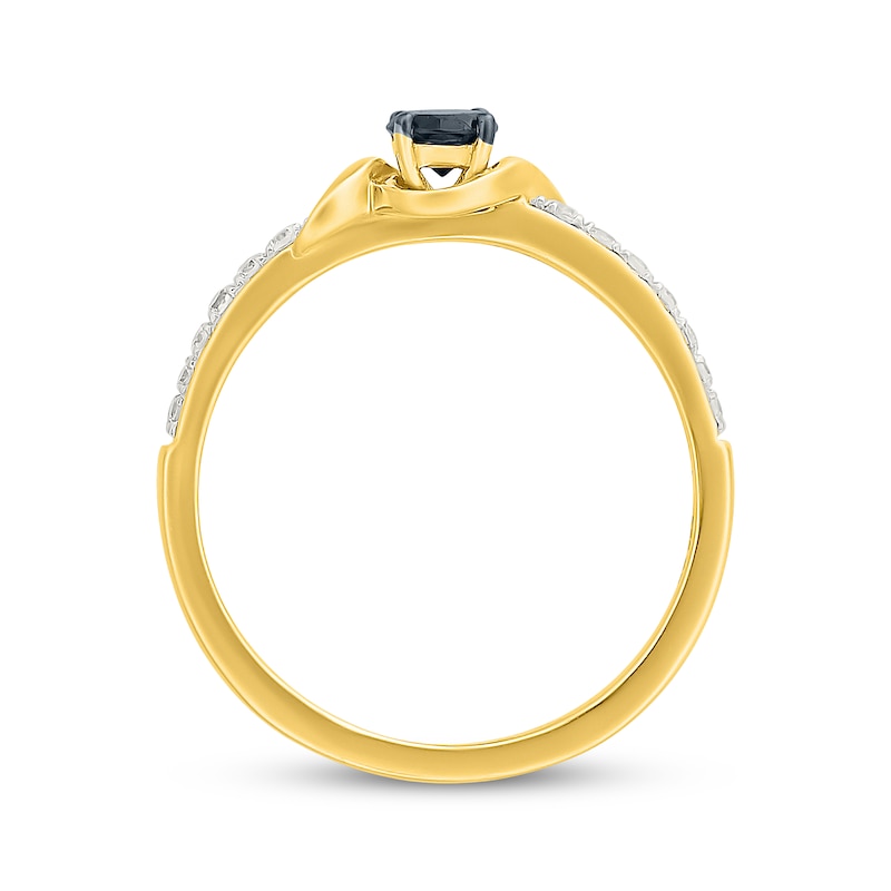 Main Image 3 of Black & White Diamond Promise Ring 1/3 ct tw 10K Yellow Gold