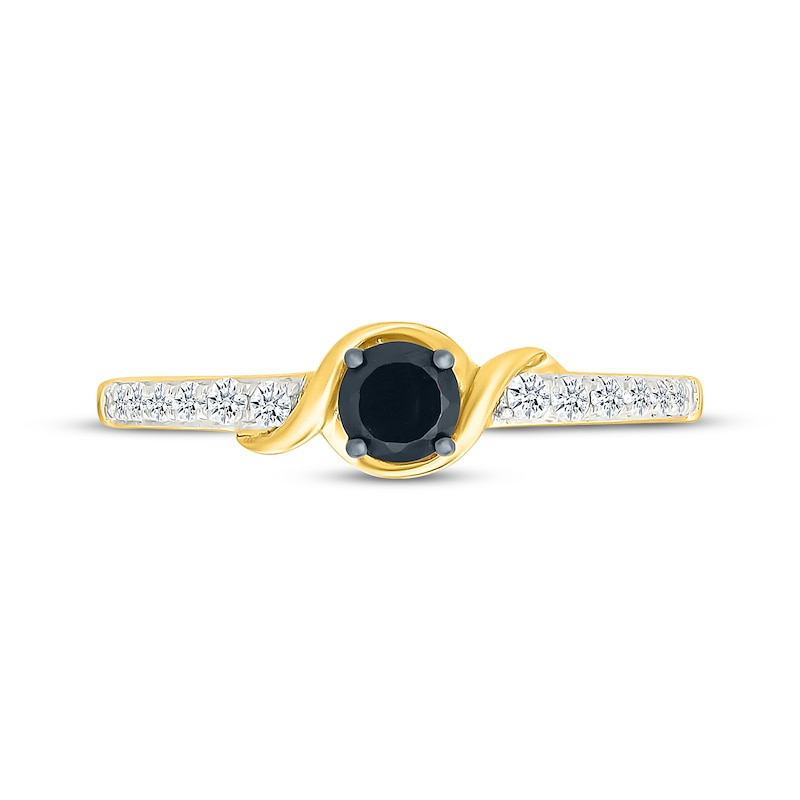 Main Image 4 of Black & White Diamond Promise Ring 1/3 ct tw 10K Yellow Gold