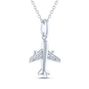 Thumbnail Image 3 of Diamond Accent Airplane Necklace Sterling Silver 18"