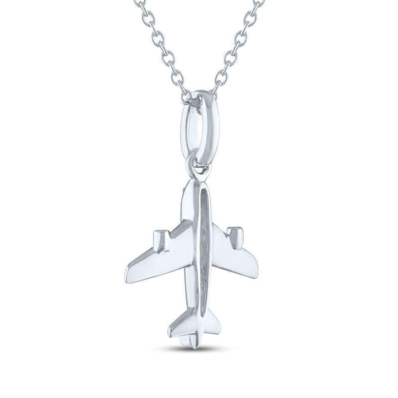 Main Image 4 of Diamond Accent Airplane Necklace Sterling Silver 18"