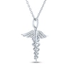 Thumbnail Image 3 of Diamond Accent Caduceus Necklace Sterling Silver 18"