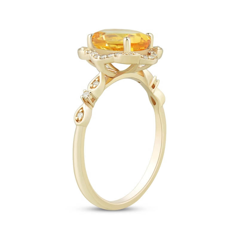 Main Image 2 of Oval-Cut Citrine & Diamond Scalloped Frame Ring 1/8 ct tw 10K Yellow Gold