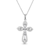 Thumbnail Image 1 of Marquise & Round-Cut White Lab-Created Sapphire Cross Necklace Sterling Silver 18"