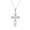 Thumbnail Image 3 of Marquise & Round-Cut White Lab-Created Sapphire Cross Necklace Sterling Silver 18"