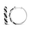 Thumbnail Image 3 of Black Onyx & White Lab-Created Sapphire Twist Hoop Earrings Sterling Silver