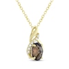 Thumbnail Image 2 of Oval-Cut Smoky Quartz & White Lab-Created Sapphire Swirl Necklace 24K Yellow Gold Vermeil Sterling Silver 18"