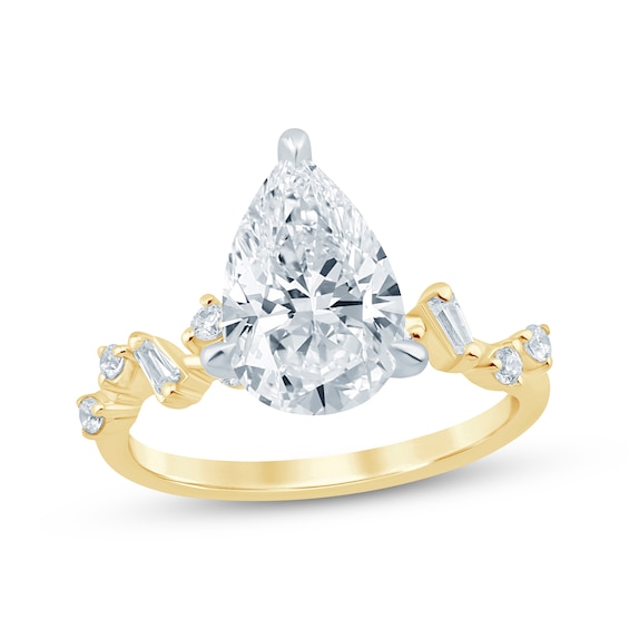 Adore Lab-Grown Diamonds Pear-Shaped Engagement Ring 3-1/5 ct tw 14K Yellow Gold