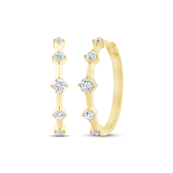 Milestones Lab-Grown Diamond Station Hoop Earrings 1/2 ct tw 10K Yellow Gold