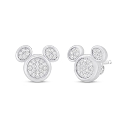 Disney Treasures Mickey Mouse Diamond Stud Earrings 1/6 ct tw Sterling Silver