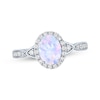 Thumbnail Image 1 of Oval-Cut Lab-Created Opal & White Lab-Created Sapphire Halo Ring Sterling Silver