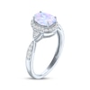 Thumbnail Image 2 of Oval-Cut Lab-Created Opal & White Lab-Created Sapphire Halo Ring Sterling Silver