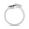 Thumbnail Image 3 of Black Onyx & White Lab-Created Sapphire Paw Print Bypass Ring Sterling Silver