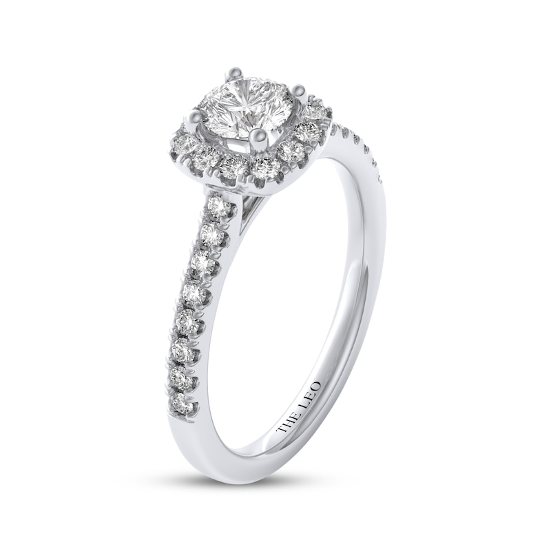 Main Image 2 of THE LEO Diamond Round-Cut Cushion Halo Engagement Ring 7/8 ct tw 14K White Gold