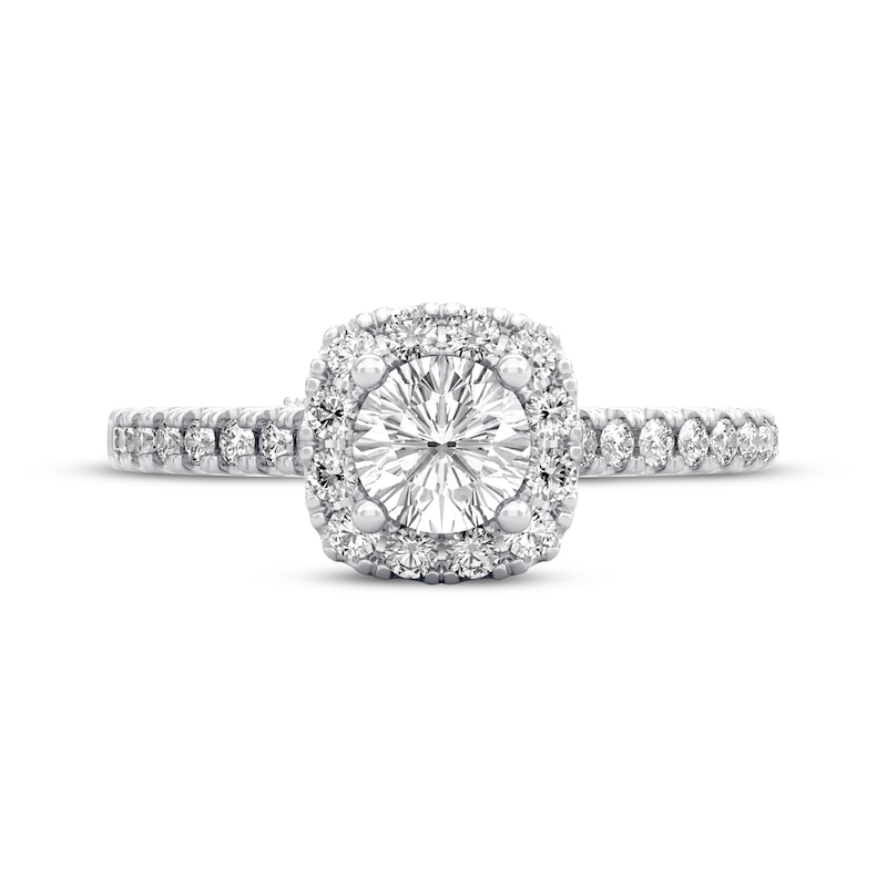 Main Image 3 of THE LEO Diamond Round-Cut Cushion Halo Engagement Ring 7/8 ct tw 14K White Gold