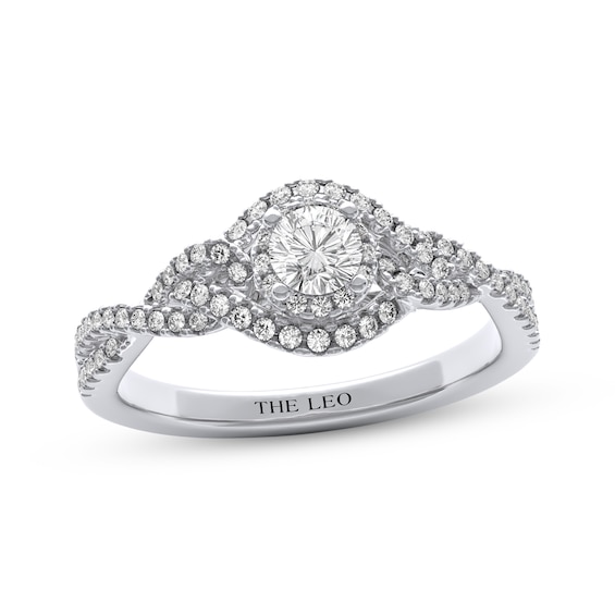 THE LEO Diamond Round-Cut Bypass Halo Engagement Ring 5/8 ct tw 14K White Gold