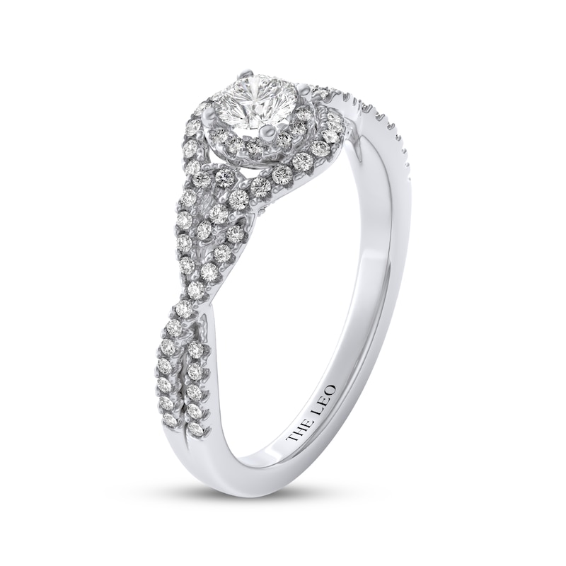 Main Image 2 of THE LEO Diamond Round-Cut Bypass Halo Engagement Ring 5/8 ct tw 14K White Gold