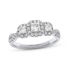 Thumbnail Image 1 of THE LEO Diamond Princess-Cut Three-Stone Halo Engagement Ring 1 ct tw 14K White Gold