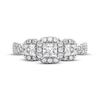 Thumbnail Image 3 of THE LEO Diamond Princess-Cut Three-Stone Halo Engagement Ring 1 ct tw 14K White Gold
