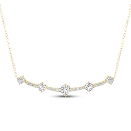 Milestones Lab-Grown Diamond Station Necklace 1 ct tw 10K Yellow Gold 18"