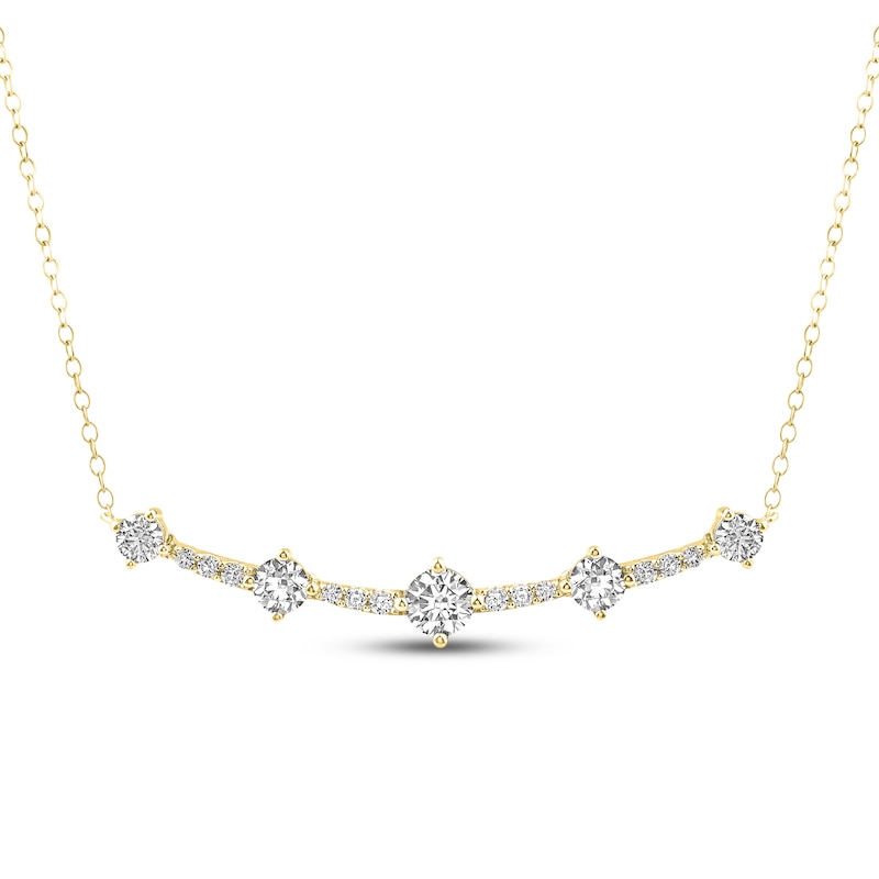 Main Image 1 of Milestones Lab-Grown Diamond Station Necklace 1 ct tw 10K Yellow Gold 18"
