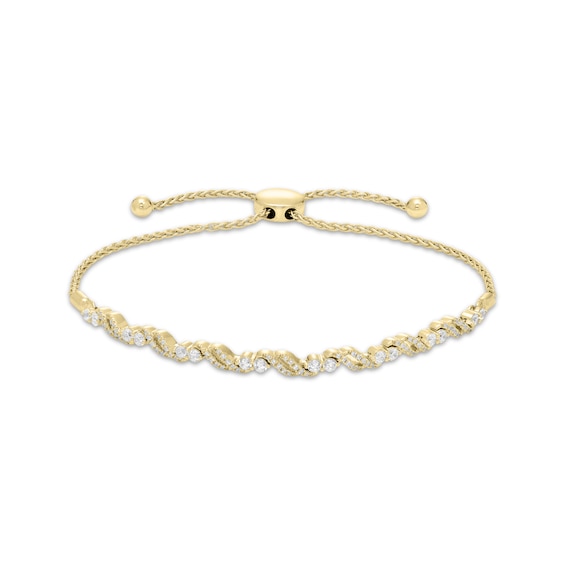 Diamond Double S-Link Bolo Bracelet 1 ct tw 10K Yellow Gold