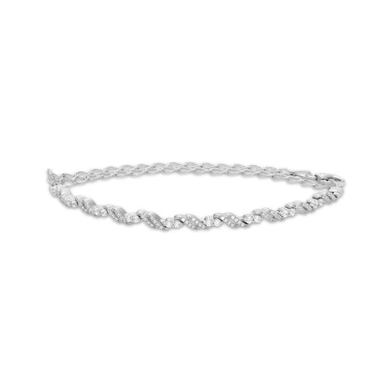 Diamond Adjustable Double S-Link Bracelet 1/2 ct tw 10K White Gold
