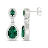 Thumbnail Image 3 of Pear-Shaped & Oval-Cut Lab-Created Emerald, White Lab-Created Sapphire Drop Earrings Sterling Silver