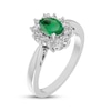 Thumbnail Image 2 of Oval-Cut Lab-Created Emerald & White Lab-Created Sapphire Starburst Halo Ring Sterling Silver