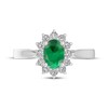 Thumbnail Image 3 of Oval-Cut Lab-Created Emerald & White Lab-Created Sapphire Starburst Halo Ring Sterling Silver