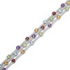 Thumbnail Image 2 of Peridot, Garnet, Citrine, Amethyst, Sky Blue Topaz & White Lab-Created Sapphire Three-Row Bracelet Sterling Silver 7.25"