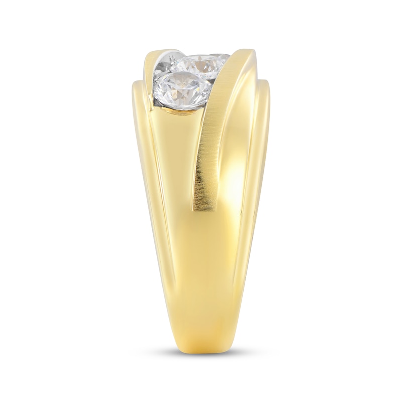 Main Image 2 of Men's Adore Lab-Grown Diamonds Three-Stone Wedding Band 1-1/2 ct tw 14K Yellow Gold