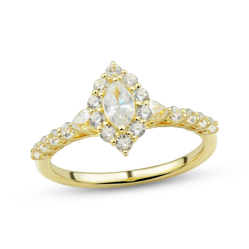 Main Image 1 of Adore Marquise-Cut Diamond Halo Engagement Ring 1 ct tw 14K Yellow Gold