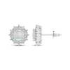 Thumbnail Image 1 of Lab-Created Opal & White Lab-Created Sapphire Starburst Halo Stud Earrings Sterling Silver