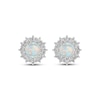 Thumbnail Image 2 of Lab-Created Opal & White Lab-Created Sapphire Starburst Halo Stud Earrings Sterling Silver