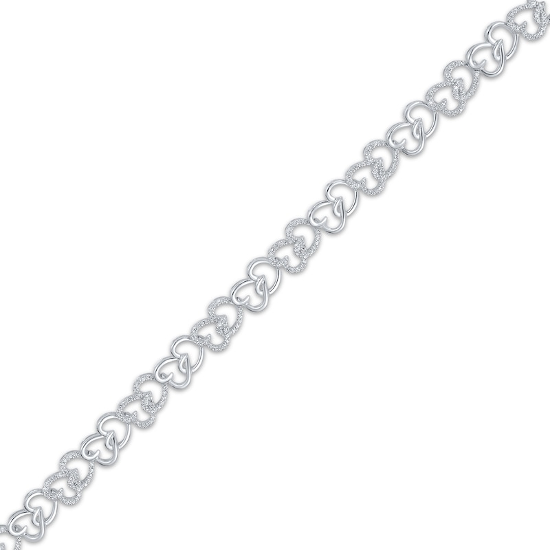 Main Image 2 of Diamond Nesting Hearts Bracelet 1 ct tw Sterling Silver 7"