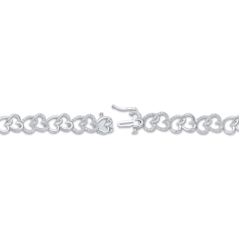 Main Image 3 of Diamond Nesting Hearts Bracelet 1 ct tw Sterling Silver 7"